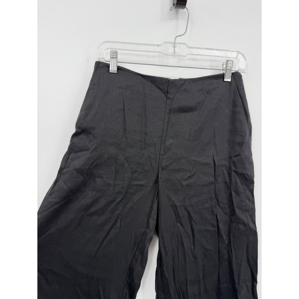 Babaton Aritzia parity Wide Leg Trousers sz 2 Black Linen Blend High Waist - Picture 2 of 10